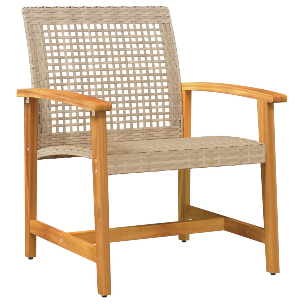 5 Piece Garden Lounge Set Beige Poly Rattan and Acacia Wood - OLBRIT
