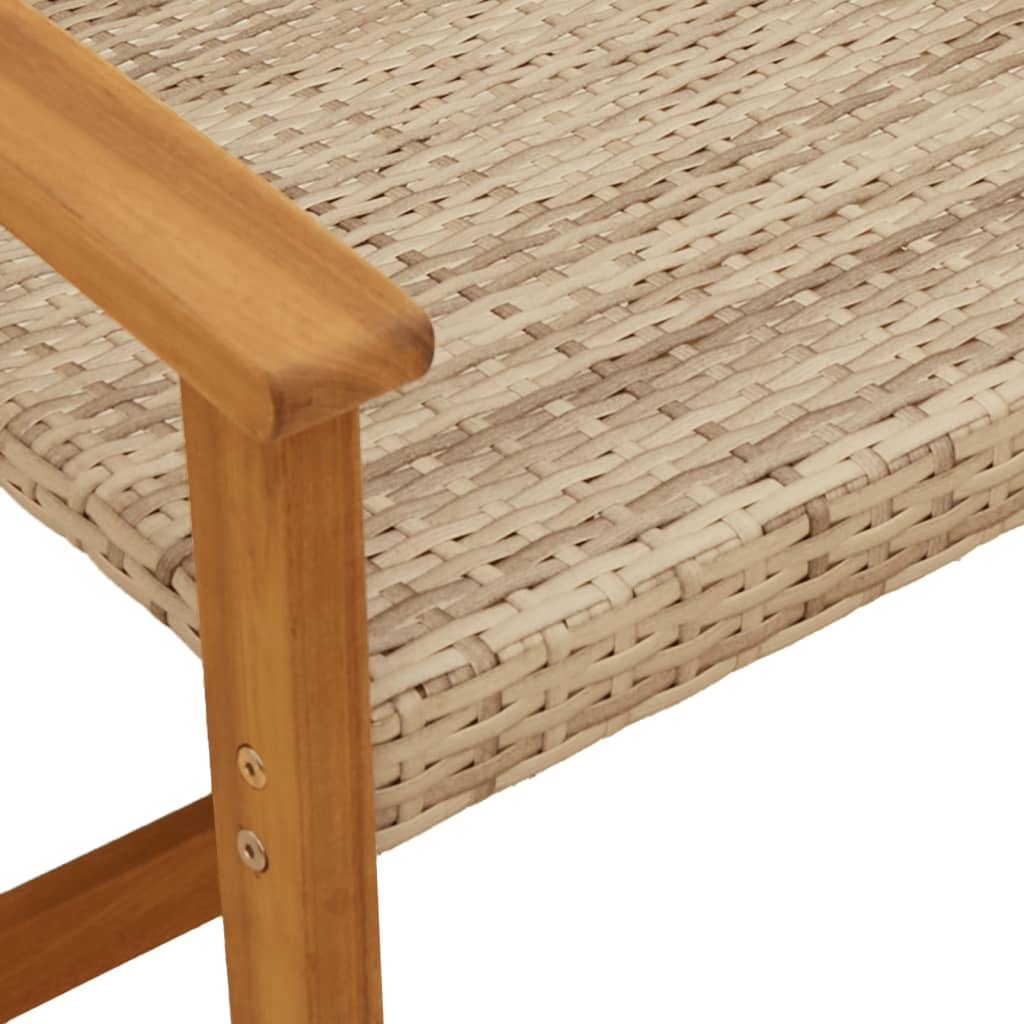 5 Piece Garden Lounge Set Beige Poly Rattan and Acacia Wood - OLBRIT