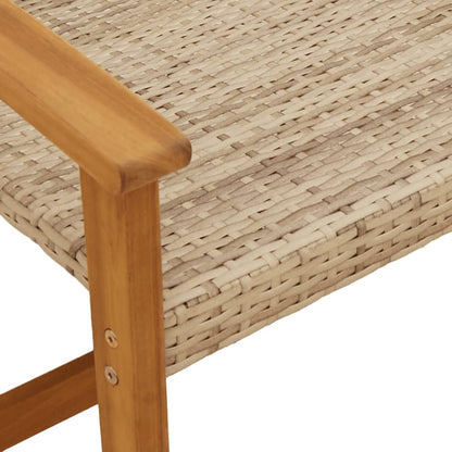 5 Piece Garden Lounge Set Beige Poly Rattan and Acacia Wood - OLBRIT