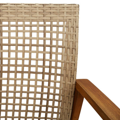 5 Piece Garden Lounge Set Beige Poly Rattan and Acacia Wood - OLBRIT