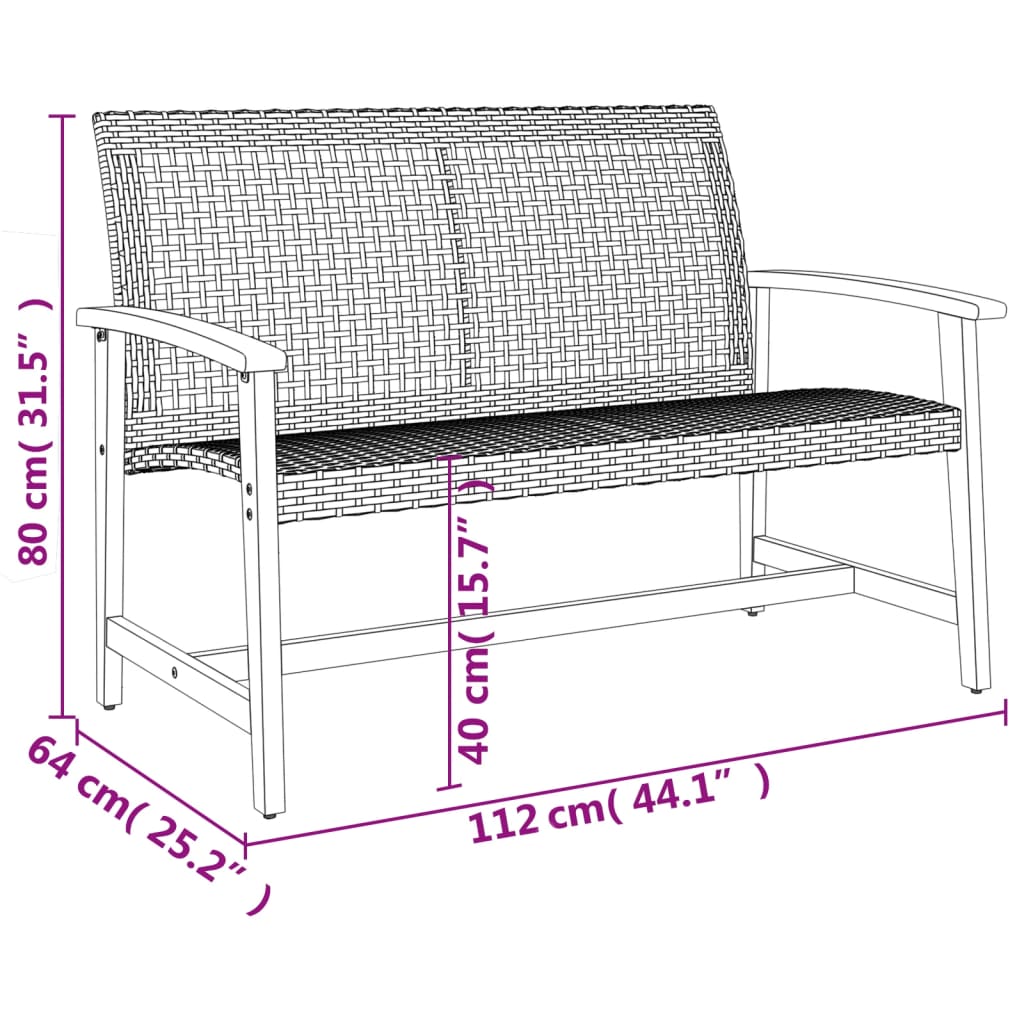 5 Piece Garden Lounge Set Beige Poly Rattan and Acacia Wood - OLBRIT