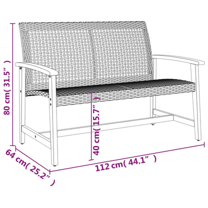 5 Piece Garden Lounge Set Beige Poly Rattan and Acacia Wood - OLBRIT