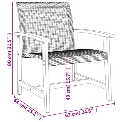 5 Piece Garden Lounge Set Beige Poly Rattan and Acacia Wood - OLBRIT