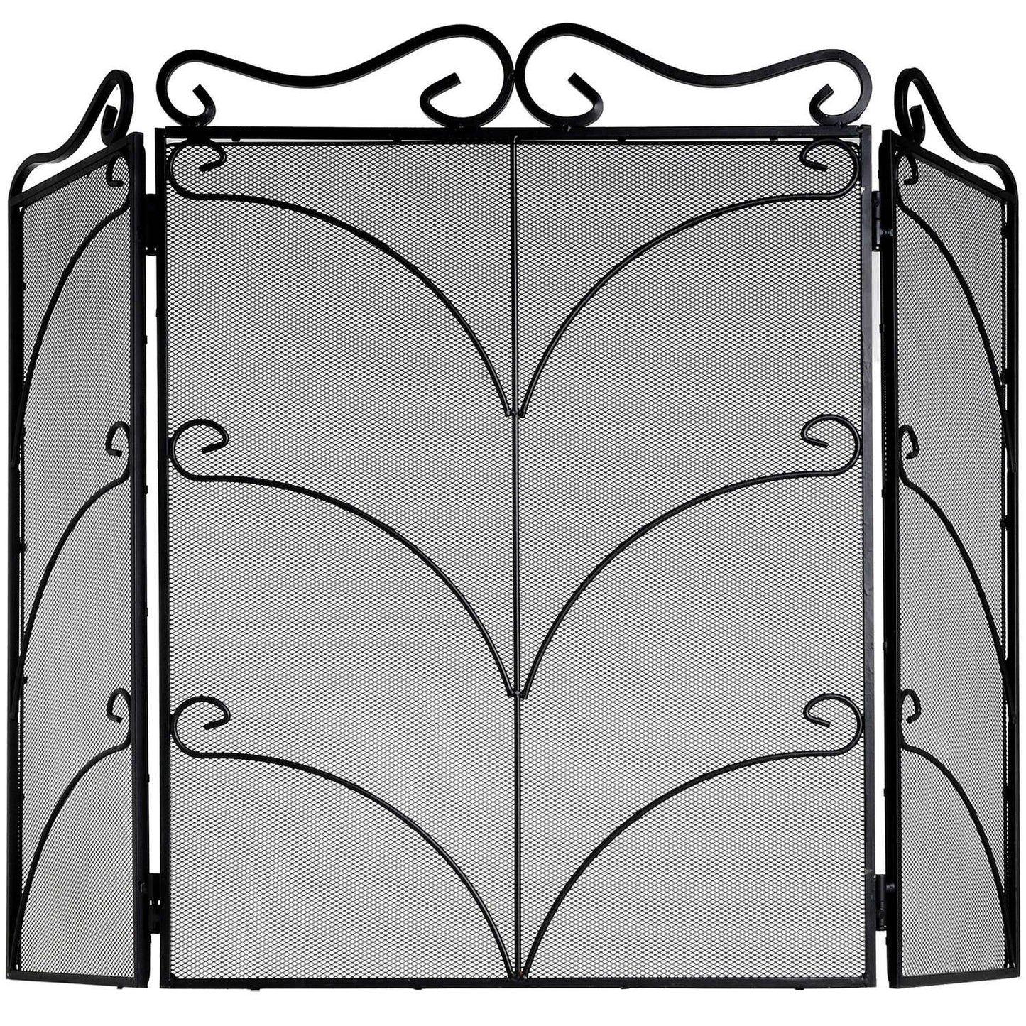 Heavy Large Black Ornate Fire Screen | OLBRIT