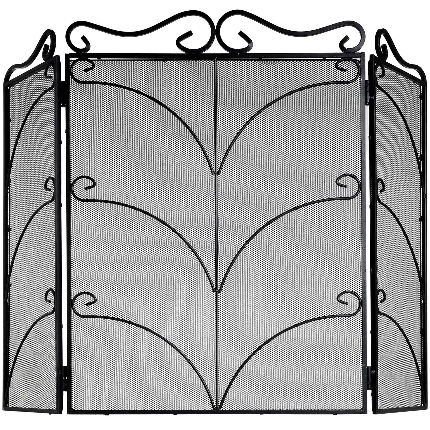 Heavy Large Black Ornate Fire Screen | OLBRIT