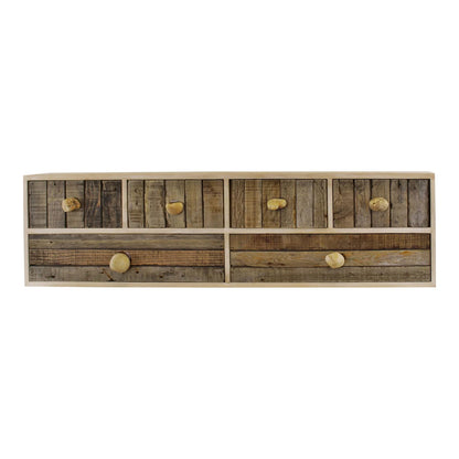 6 Drawer Unit Driftwood Effect Drawers With Pebble Handles - OLBRIT
