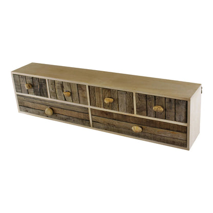 6 Drawer Unit Driftwood Effect Drawers With Pebble Handles - OLBRIT
