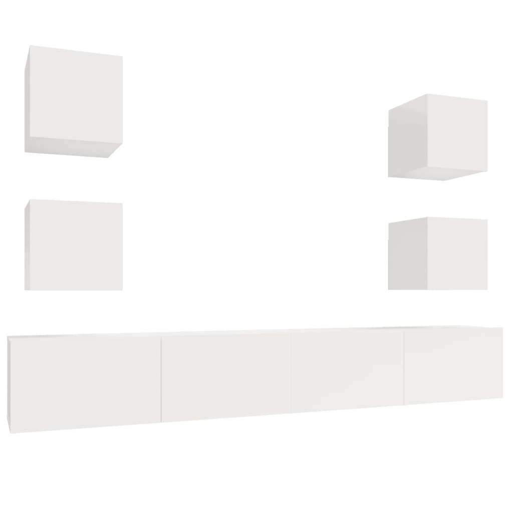 6 Piece TV Cabinet Set High Gloss White - OLBRIT