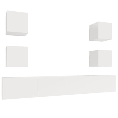 6 Piece TV Cabinet Set High Gloss White - OLBRIT