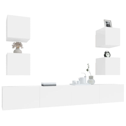 6 Piece TV Cabinet Set High Gloss White - OLBRIT