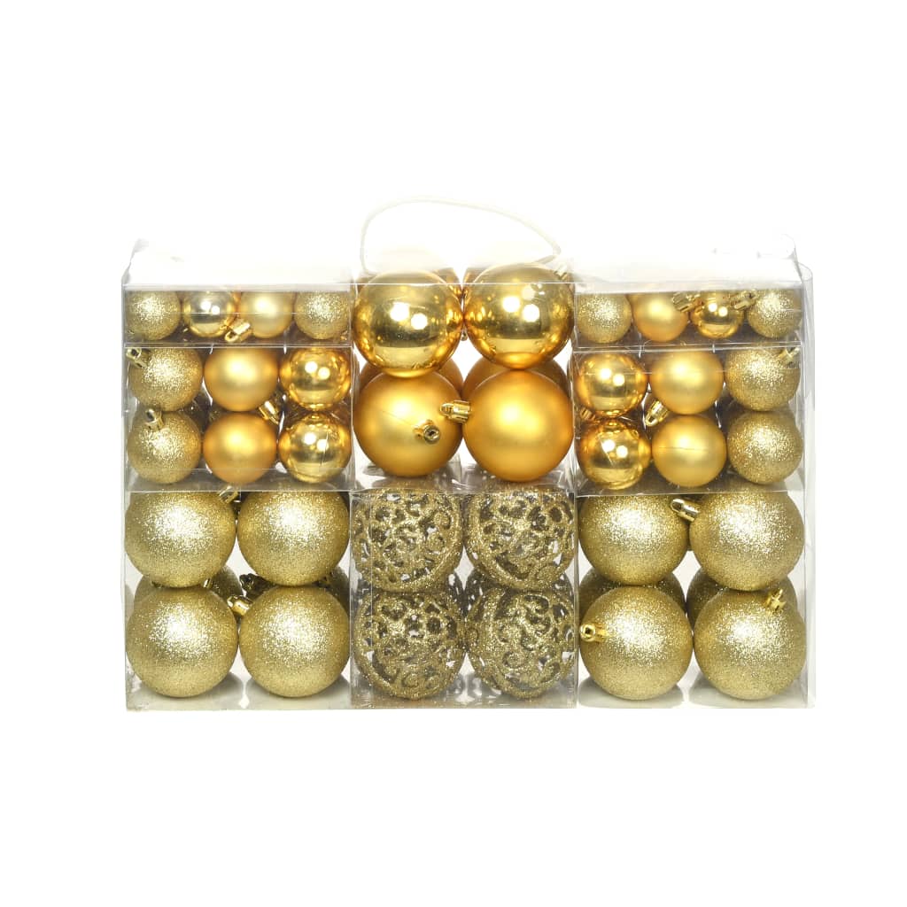 100 Piece Christmas Ball Set 3/4/6 cm Gold - OLBRIT