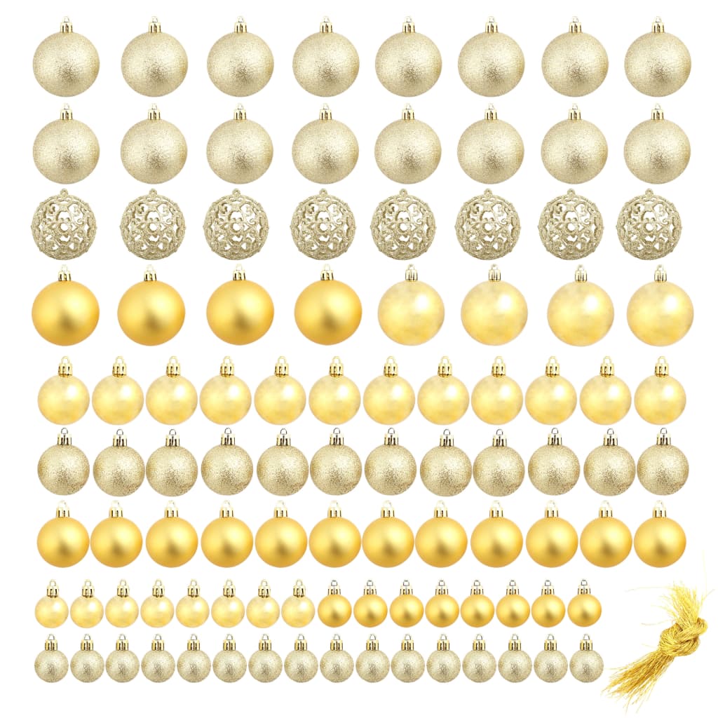 100 Piece Christmas Ball Set 3/4/6 cm Gold - OLBRIT
