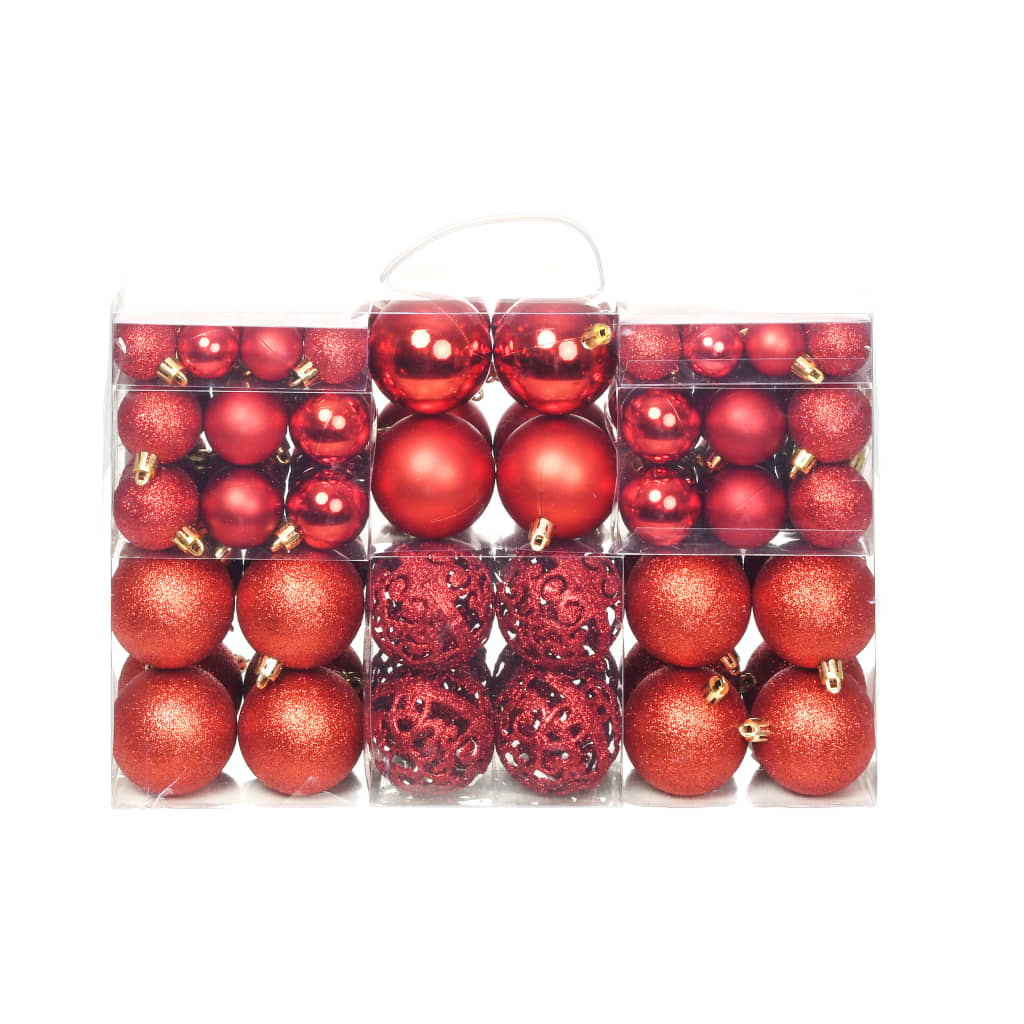 100 Piece Christmas Ball Set 3/4/6 cm Red - OLBRIT