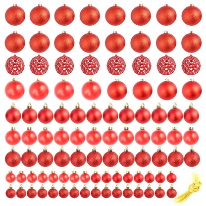 100 Piece Christmas Ball Set 3/4/6 cm Red - OLBRIT
