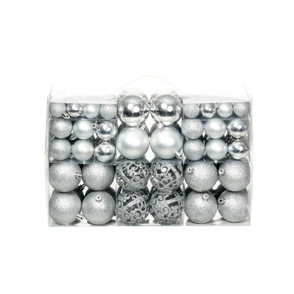 100 Piece Christmas Ball Set 3/4/6 cm Silver - OLBRIT