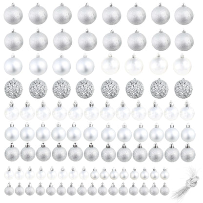 100 Piece Christmas Ball Set 3/4/6 cm Silver - OLBRIT