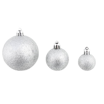 100 Piece Christmas Ball Set 3/4/6 cm Silver - OLBRIT