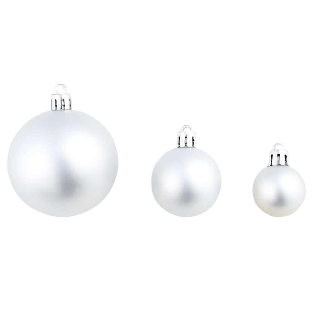 100 Piece Christmas Ball Set 3/4/6 cm Silver - OLBRIT