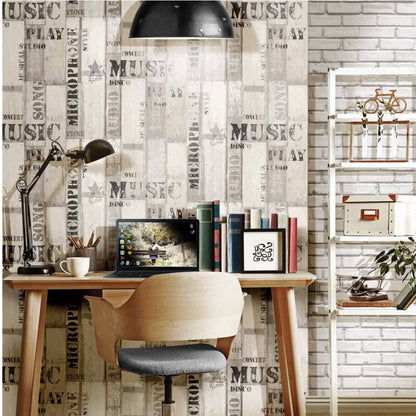 Urban Friends & Coffee Wallpaper Wooden Planks Words Grey and Black - OLBRIT