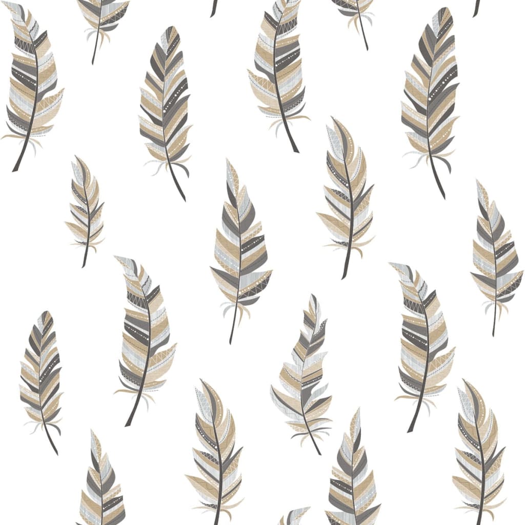 Urban Friends & Coffee Wallpaper Feathers White and Silver - OLBRIT