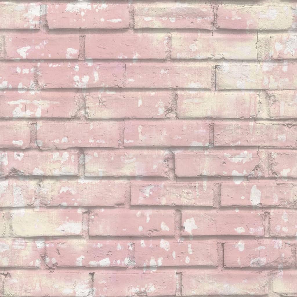 Urban Friends & Coffee Wallpaper Bricks Pink and White - OLBRIT