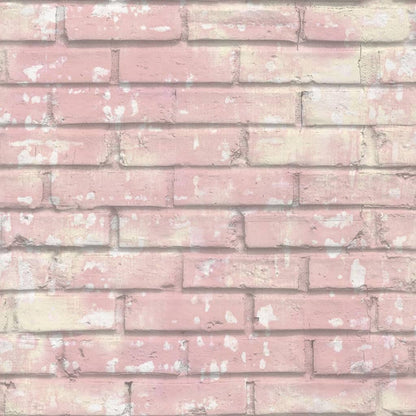 Urban Friends & Coffee Wallpaper Bricks Pink and White - OLBRIT
