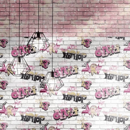 Urban Friends & Coffee Wallpaper Bricks Pink and White - OLBRIT