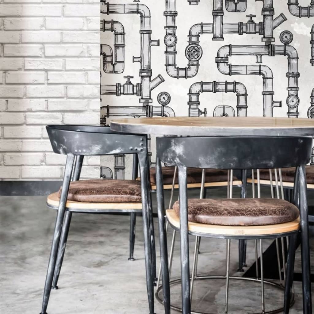 Urban Friends & Coffee Wallpaper Bricks Grey and White - OLBRIT