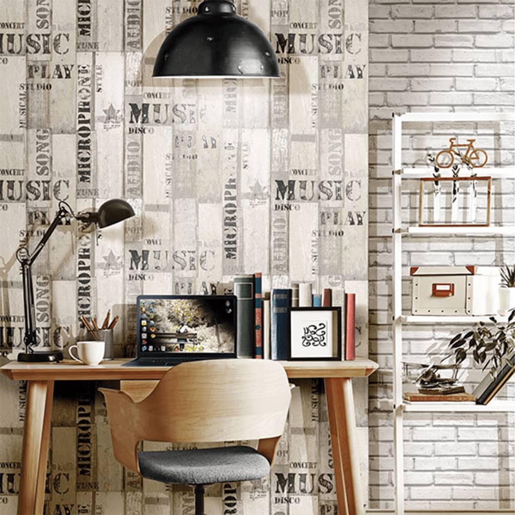 Urban Friends & Coffee Wallpaper Bricks Grey and White - OLBRIT