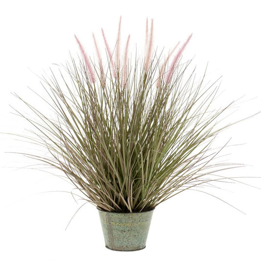 Artificial Pennisetum Grass 58 cm in Zinc Pot - OLBRIT