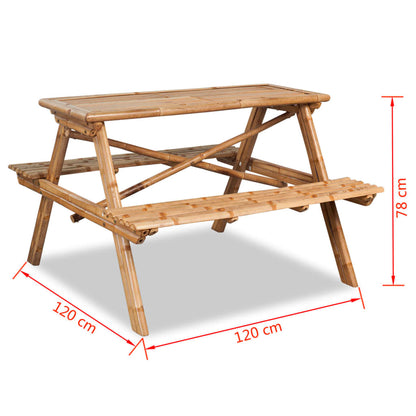 Bamboo Picnic Table 120x120x78 cm - OLBRIT