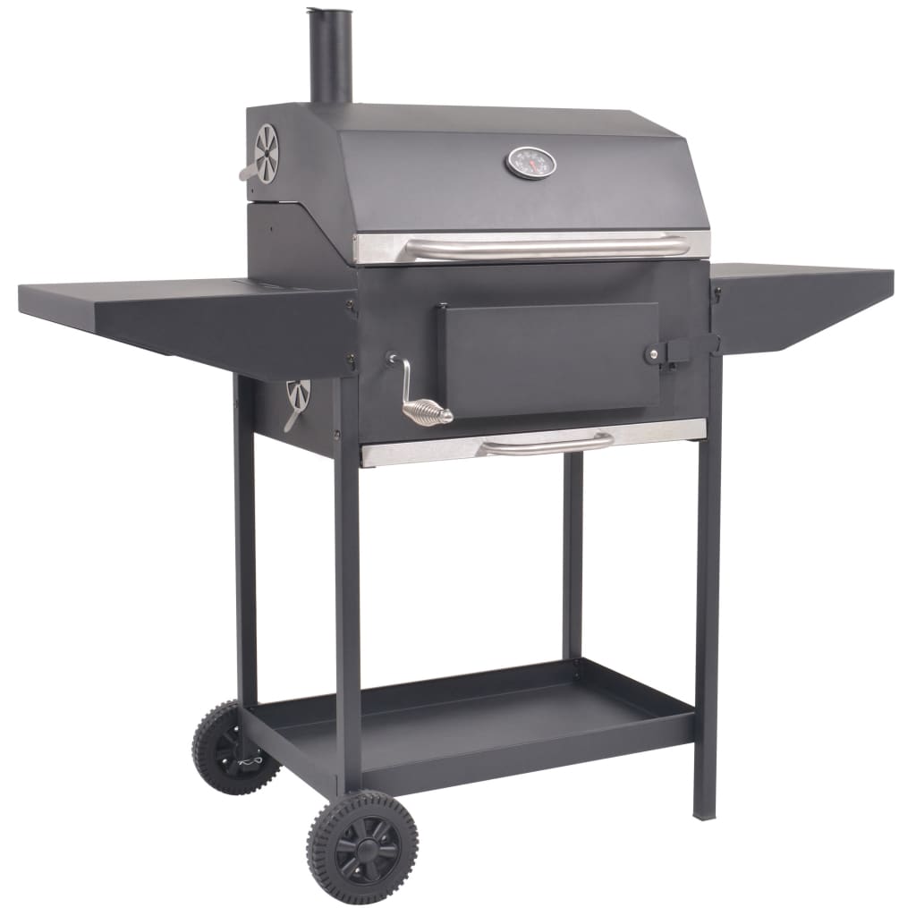 BBQ Charcoal Smoker with Bottom Shelf Black - OLBRIT