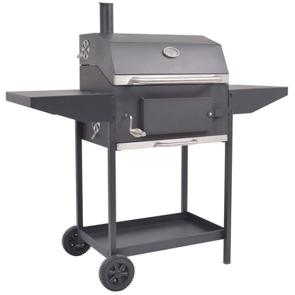 BBQ Charcoal Smoker with Bottom Shelf Black - OLBRIT