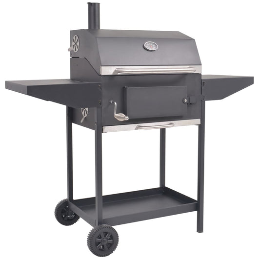 BBQ Charcoal Smoker with Bottom Shelf Black - OLBRIT