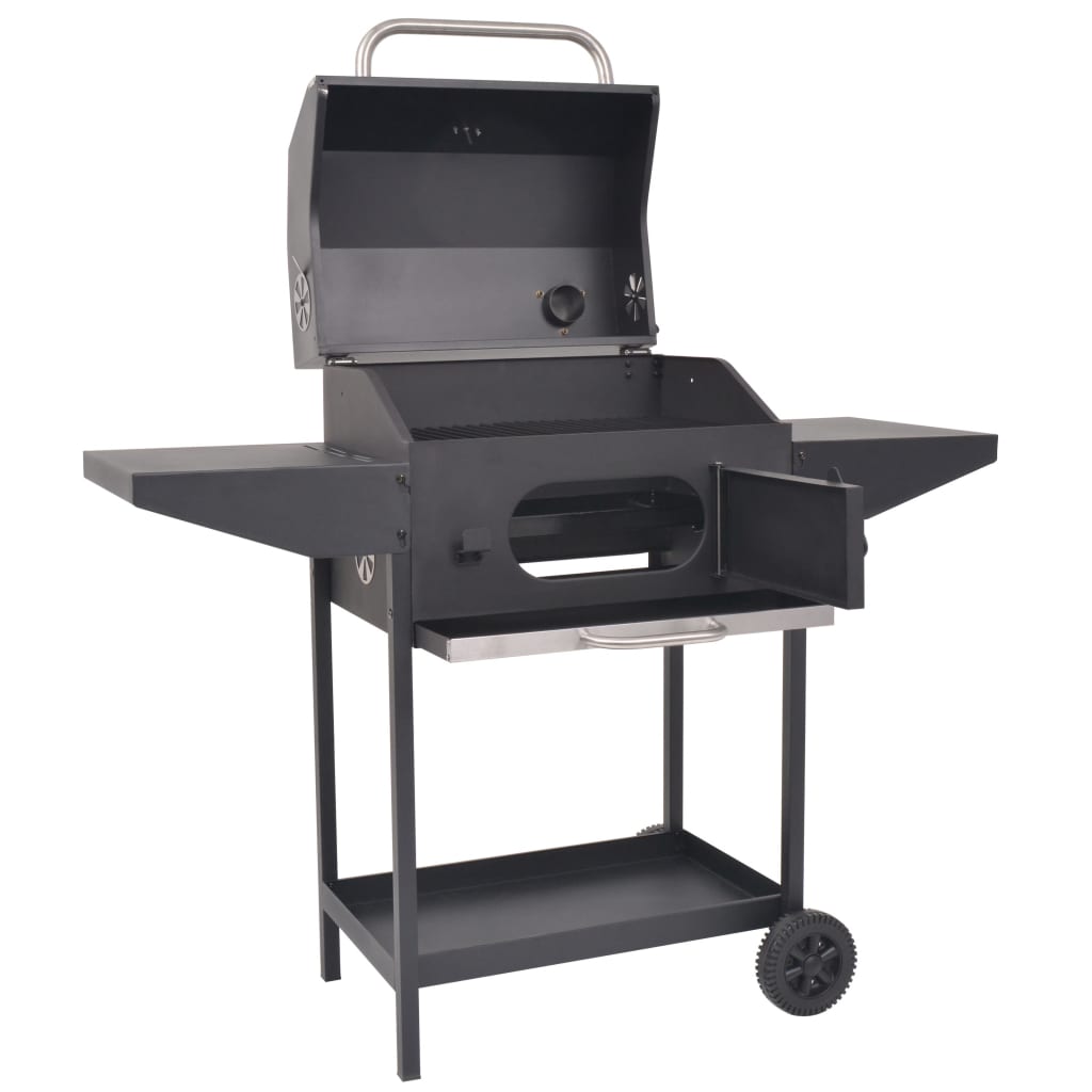 BBQ Charcoal Smoker with Bottom Shelf Black - OLBRIT