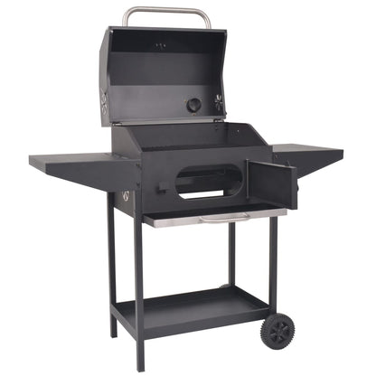 BBQ Charcoal Smoker with Bottom Shelf Black - OLBRIT