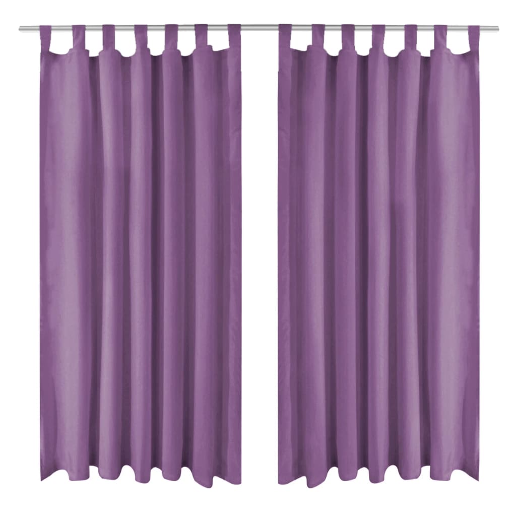 Micro Satin Curtains 2 pcs with Loops 140x175 cm Lilac - OLBRIT