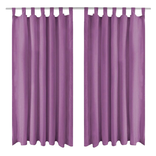 Micro Satin Curtains 2 pcs with Loops 140x175 cm Lilac - OLBRIT