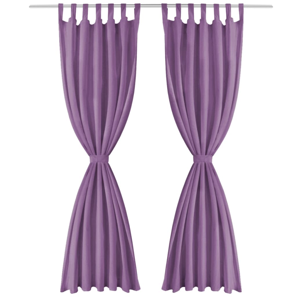 Micro Satin Curtains 2 pcs with Loops 140x175 cm Lilac - OLBRIT