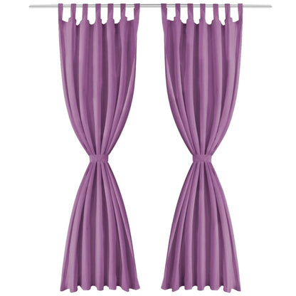 Micro Satin Curtains 2 pcs with Loops 140x175 cm Lilac - OLBRIT