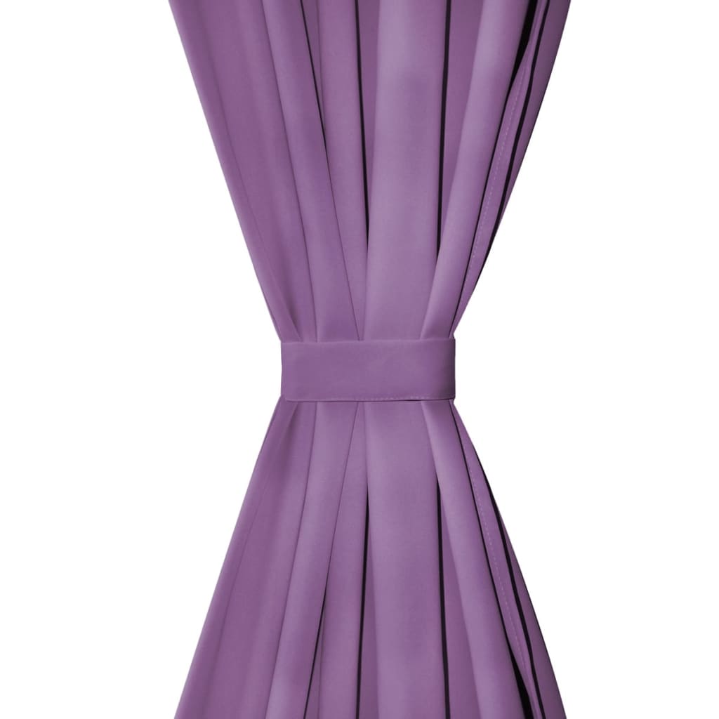 Micro Satin Curtains 2 pcs with Loops 140x175 cm Lilac - OLBRIT
