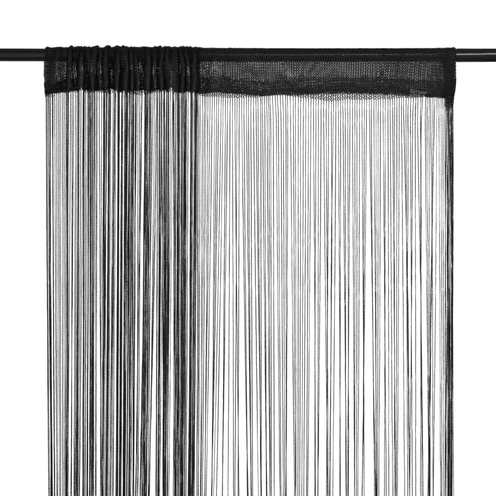 String Curtains 2 pcs 100x250 cm Black - OLBRIT