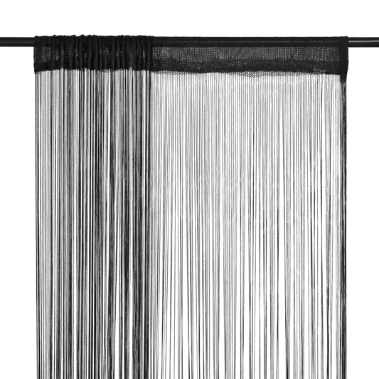 String Curtains 2 pcs 100x250 cm Black - OLBRIT