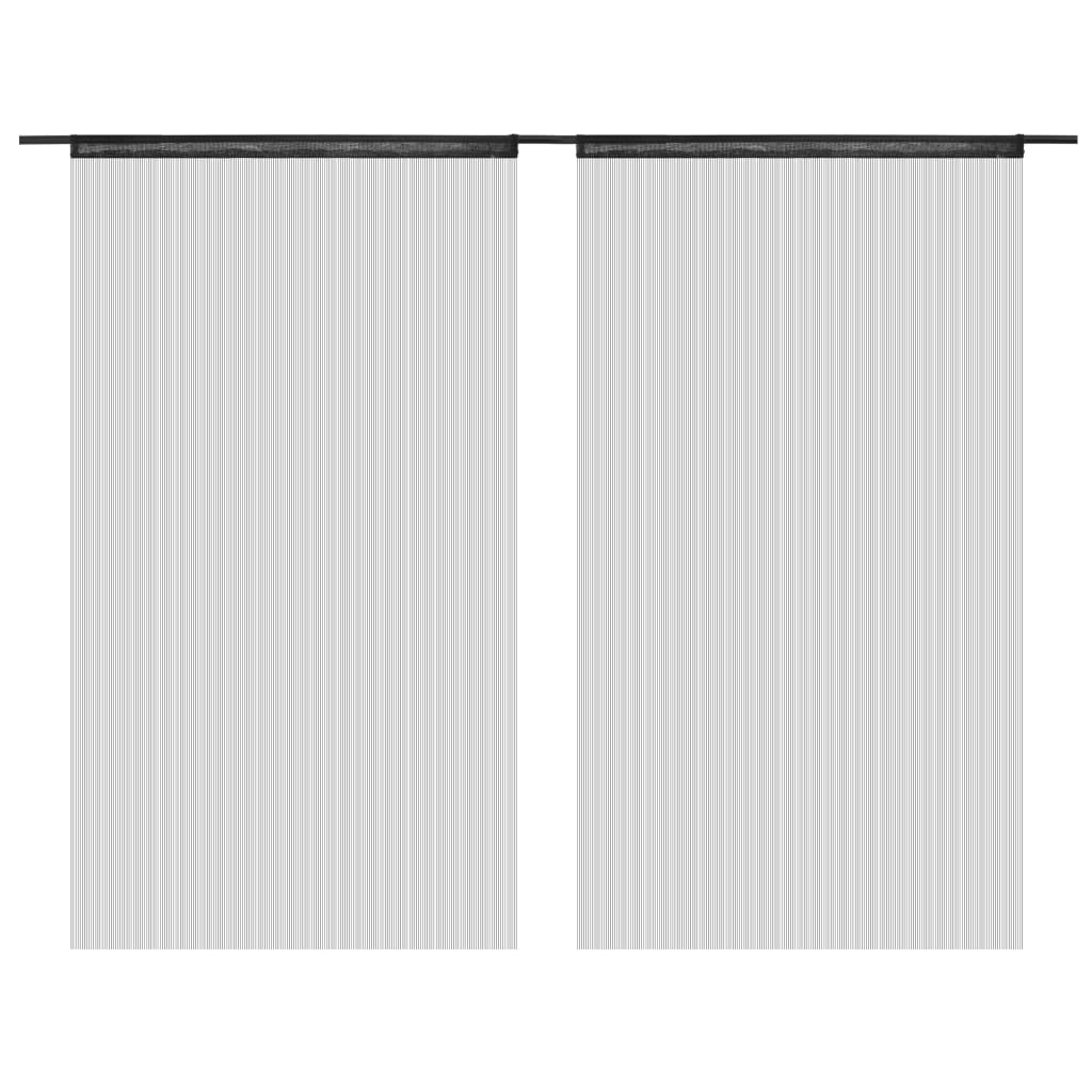 String Curtains 2 pcs 100x250 cm Black - OLBRIT