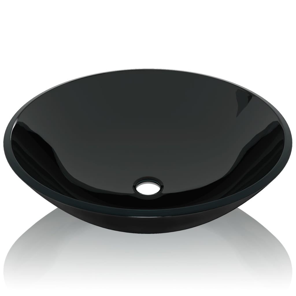 Basin Tempered Glass 42 cm Black - OLBRIT