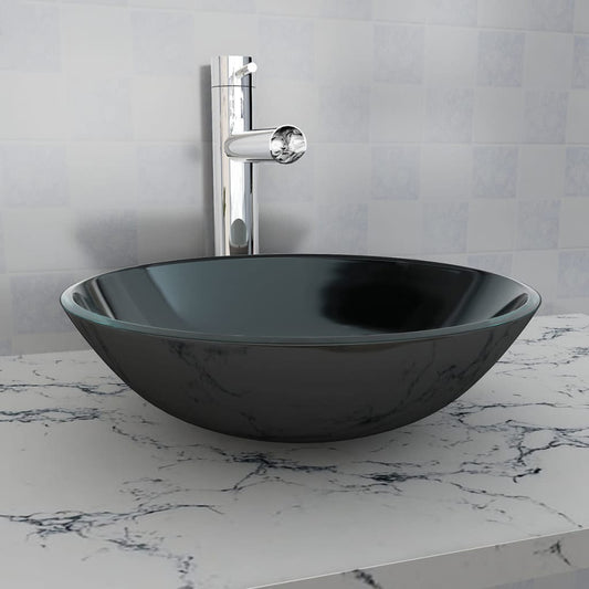 Basin Tempered Glass 42 cm Black - OLBRIT