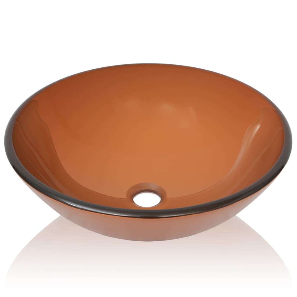 Basin Tempered Glass 42 cm Brown - OLBRIT
