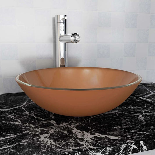 Basin Tempered Glass 42 cm Brown - OLBRIT