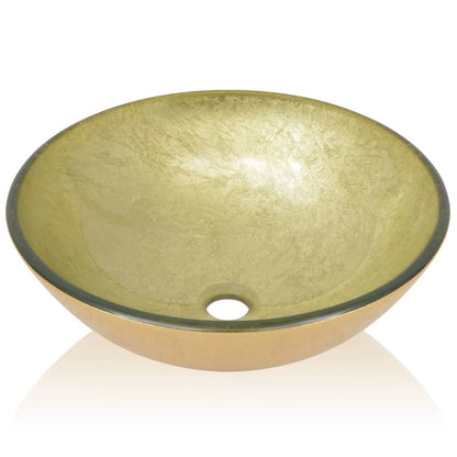 Basin Tempered Glass 42 cm Gold - OLBRIT