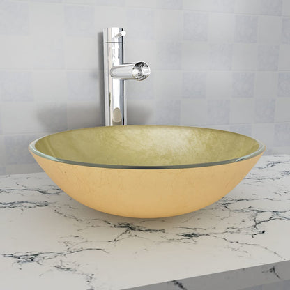 Basin Tempered Glass 42 cm Gold - OLBRIT